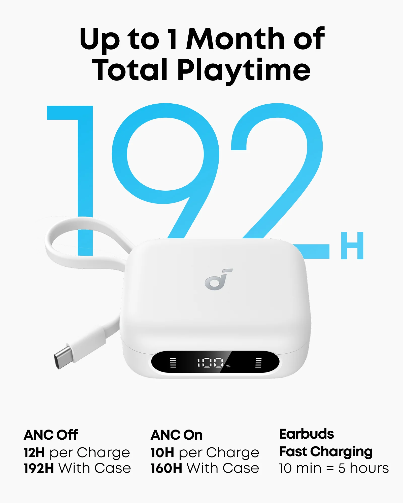 soundcore P41i | Noise Cancelling Earbuds with Portable Phone Charger (Built-in USB-C Cable) - Image 9
