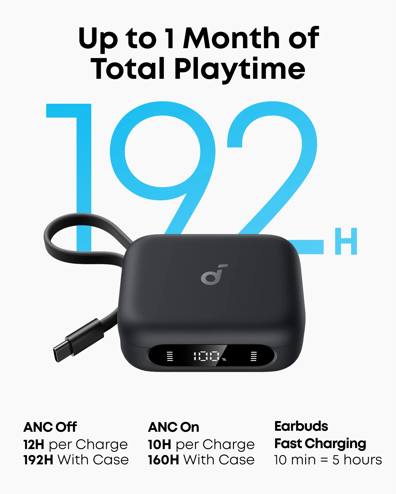 soundcore P41i | Noise Cancelling Earbuds with Portable Phone Charger (Built-in USB-C Cable) - Image 3